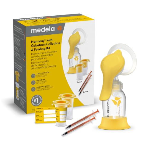 Medela Harmony Manual Breast Pump with Colostrum Collection and Feeding Kit, 4-in-1 Solution, Collect, Store, Feed, and Pump, Includes Colostrum Collectors and Feeding Syringes - style: Harmony Pump & Colostrum Collection Kit