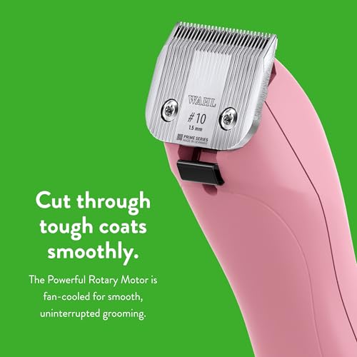 Wahl Pro Animal KM2+ Corded Clipper, Pink | High-Carbon Steel Blades, Quiet 2-Speed Motor with Low Vibration, 14 ft Cord, Comfortable Dog Trimmer, Built for Durability
