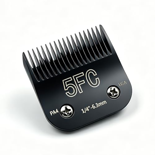 5FC Pet Dog Grooming Steel Blades Compatible with Andis Wahl Oster Clippers | Cut Length 1/4-Inch(6.3mm), Detachable Replacement Blade for Dog Clippers, Compatible Accessory Stainless Steel Blade, Black - size: 5FC: 1/4" (6.3mm) Black