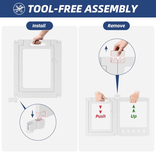Clear-air Dog Playpen with Room Divider, Expandable Acrylic Dog Playpen to Create 2 Rooms, Clear Dog Play Pen Indoors, 35", 12 Panels, White - color: White, size: 35"H