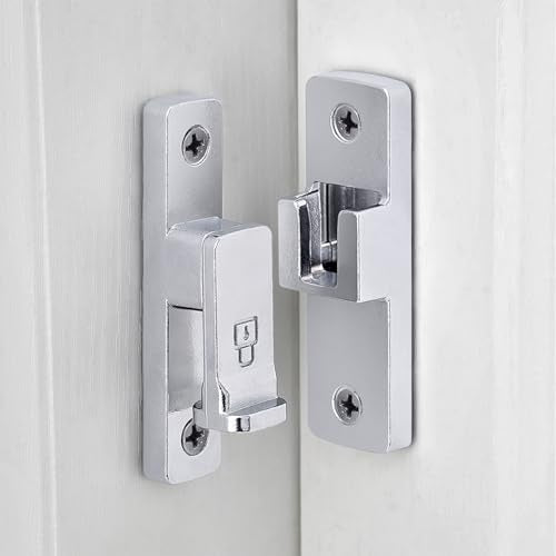 Silvery 90 Degree Zinc Alloy Barn Door Latch, Flip Gate Lock | Sliding Door Latch,Right Angle Door Lock,for bedroom,garage,balcony,barn,bathroom,drawer,window,cabinet,pet enclosures - color: Silvery_90 Degree