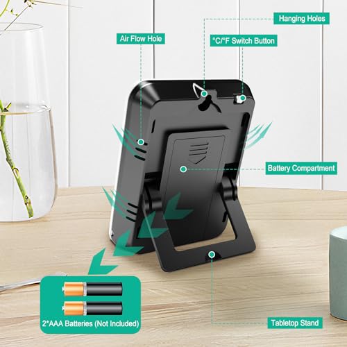 Urageuxy Indoor Hygrometer Thermometer, Digital Humidity Meter Temperature Gauge with Min/Max, ℉/℃ Switch for Home, Baby Room, Kitchen, Greenhouse