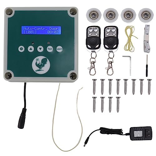 Automatic Chicken Coop Door Controller, IP44 Cage Opener Remote Control Poultry House Door Actuator Motor Kit with Timer Light Sensor for Chicken, Duck, Goose (US Plug)