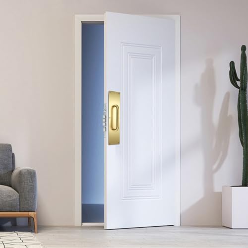 Sumnacon 1 Set 16" Stainess Steel Door Handle Pull & Push Plate - Heavy Duty Gold Gate Handle Bar for Home/Office/Warehouse/Public,Suitable of Wooden/Composite Door with Screws,Brushed - color: Gold