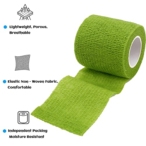 24 Pack Self Adhesive Bandage Wrap 2 Inch, Athletic Elastic Non Woven Cohesive Bandage for Sports, Wrist, Ankle Sprains, Swelling and Vet Wrap (Rainbow) - color: 2 Inch-24 Count Rainbow