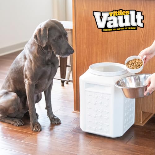 Vittles Vault Airtight Pet Food Storage Container + Scoop, Fits Up to 35lbs | Stores Dog Kibbles, Bird Seed, Oatmeal, Rice, Flour and Cereal in BPA Free Plastic, Sealed Airtight, Made in USA, with Scoop - size: 35 Pounds