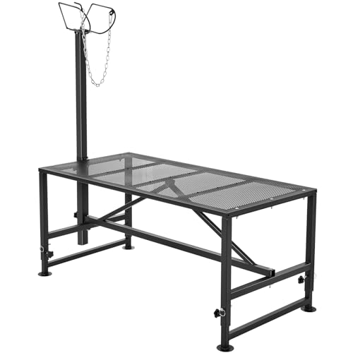 VEVOR Goat Milking Stand, 47x23 inch Livestock Stand, Metal Sheep Milking and Shearing Stand 21" to 33" Adjustable Height, with Headpiece and Nose Loop, 500lbs Loading Weight, Black