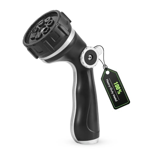 RESTMO Hose Nozzle Heavy Duty, Hose Spray Nozzle Thumb Control for Outdoor | 7 Adjustable Spray Patterns, Leak Proof Hose Nozzle with Flow Control, Ideal for Plants & Lawns, Cars & Pets - color: Black