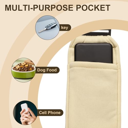 Dog Sling Carrier for Small Dogs and Cats Up to 16.5 Lbs, Adjustable Buckle with Pocket Pet Sling Carrier Safety Harness, (Beige, 1 Pcs) Intended for Outdoor/Camp/Travel - color: Beige