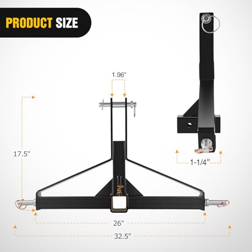 Nilight 3 Point 2" Trailer Hitch Receiver for Category 1 Tractor 3000LBS | Heavy Duty Quick Hitch Drawbar Adapter Compatible with Kubota BX John Deere Kioti Yanmar NorTrac Mahindra Ford Cat - color: 3 Point 2" Trailer Hitch Receiver w/ Towing Hook
