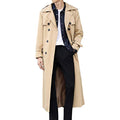 Pantete Men's Double Breasted Trench Coat Oversized Casual Windbreaker Lapel Long Jacket Overcoat - color: Khaki, size: Medium