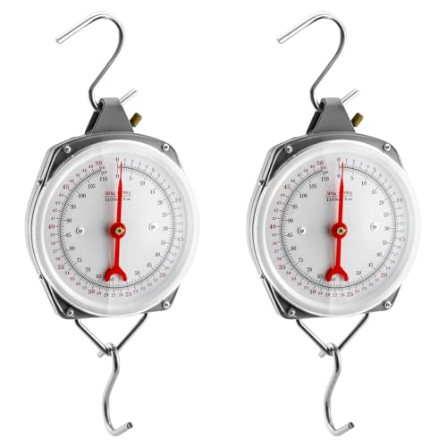 QWORK 2 Pack Precision Hanging Scale, 110lbs / 50kg Capacity, Dual Unit, Heavy Duty - size: 110 lb / 50 kg (2-Pack)