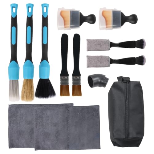 Car Interior and Exterior Soft bristles Detail dust Brush Interior dusting Brush Dashboard Cleaning Brush Home Office dusting Tools+ Double-Sided Suede Cleaning 11 Pack Kit - color: Mixture