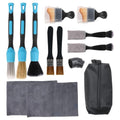 Car Interior and Exterior Soft bristles Detail dust Brush Interior dusting Brush Dashboard Cleaning Brush Home Office dusting Tools+ Double-Sided Suede Cleaning 11 Pack Kit - color: Mixture