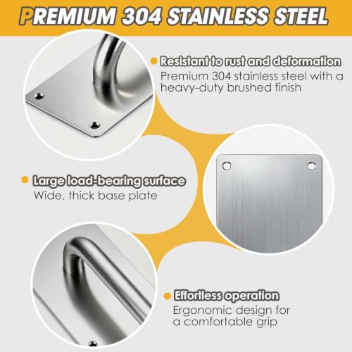 12" Stainless Steel Door Pull Handle with Push Plate for Home/Public | 12" Push pull door handle set with smooth rounded edges for safe use in Home/Office/Warehouse/Public/Commercial Door - size: 12'' Handle Pull & Push Plate