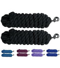 Majestic Ally Pack of 2 Solid Cotton Lead Rope for Horses & Livestock – 10 Foot Long and 5/8 inch (16MM) Thick - Replaceable Heavy-Duty Satin Bolt Snap – Handmade – Soft, Broken in Feel (Black) - color: BLACK