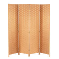 Wood Mesh Woven Design 4 Panel Folding Wooden Screen Room Divider - color: Natural, size: 4 Panel