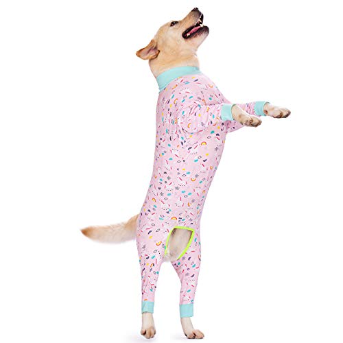 Dog Surgery Recovery Suit Female Male for Dogs After Surgery Medium Large Dogs Onesie Dog Pajamas Pjs Clothes (Pink Rainbow, 28 (Chest 26.77 in | Backlength 18.11)) - color: Pink Rainbow, size: 28 (Chest 26.77 in | Backlength 18.11)