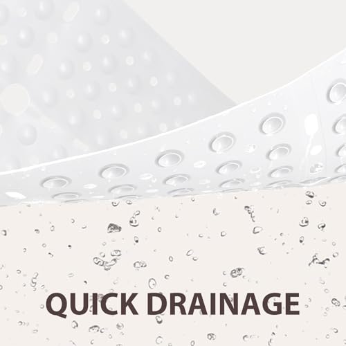 ZOESOE Square Shower Mat Non Slip: 27 x 27 Inches Large Shower Mats for Inside Shower, Soft TPE Shower Floor Mat with Suction Cups and Drain Holes, Machine Washable - color: White