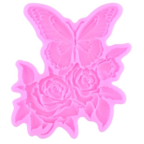 Mujiang Flower Silicone Molds Daisy Rose Butterfly Fondant Mold Set of 4 | Hibiscus Flower Butterfly Chocolate Mold Wedding Birthday Cake Decorating Cupcake Topper Candy Polymer Clay Gum Paste - color: Style J