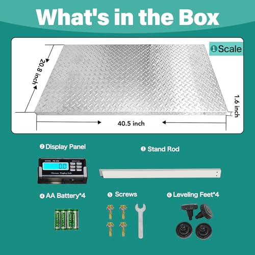 1100lb Livestock Scale, Ideal for Large Dog, Small Medium Livestock | 0.22lb Accuracy, Non-Slip 40"x20" Large Platform, With Stand Rod, Ideal for Home Farm Warehouse factory Postal & shipping - style: 1100 lbs