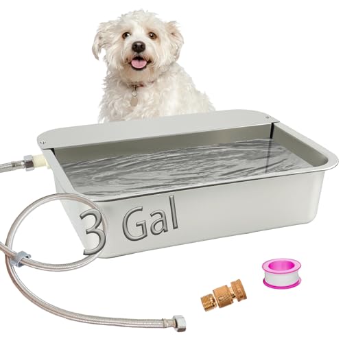 3 Gallon Automatic Dog Water Dispenser 304 Stainless Steel, Large Self-Filling Pet Water Bowl with Float Valve, Auto Animal Waterer for Dogs, Livestock, Horse, Goat, Pig
