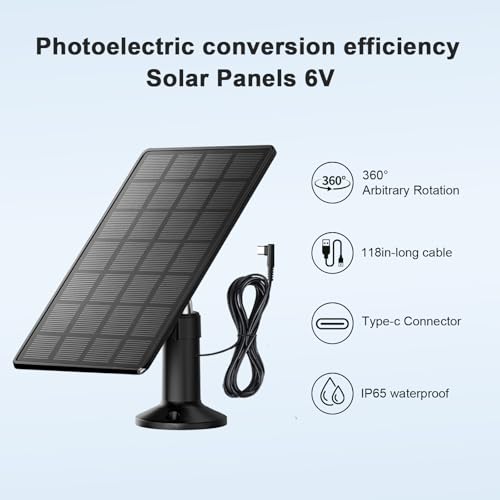 Solar Panel for Automatic Chicken Coop Door – 360° Rotating Max 500mA High-Efficiency Monocrystalline Solar Power Kit, IP65 Waterproof Charger with 10ft USB-C Cable for Most Chicken Coop Openers