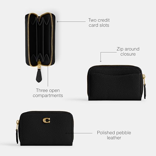 Coach Essential Small Zip Around Card Case Black SM - color: Black, size: One Size