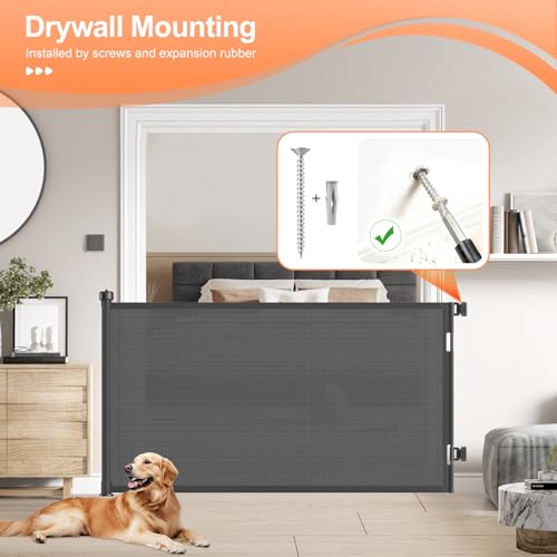 EZIGO Retractable Baby Gates Replacement Parts for 55/71 inch Dog Gate | Full Set Wall Mounting Accessories Including Brackets, Latches, Screws for Extra Wide Baby Gate Retractable Dog Gate, Black - color: Black, size: Small