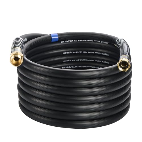 5/8 IN. × 50FT. Heavy Duty Rubber Garden Hose, High Flow 5/8" I.D. Brass Fitting No Memory Durable Heavy Duty Water Hose for Watering, Irrigation, Water Transfer Pump - color: Black, size: 50FT