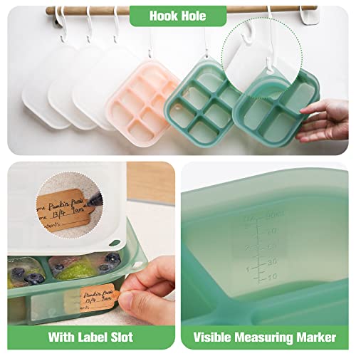 haakaa Silicone Baby Food Tray - Breastmilk Homemade Baby Food Mold - Baby Fresh Food Freezer Tray - Ice Cube Tray - - 4m+ Baby Toddler Kid - Pea Green - color: Pea Green, size: Medium