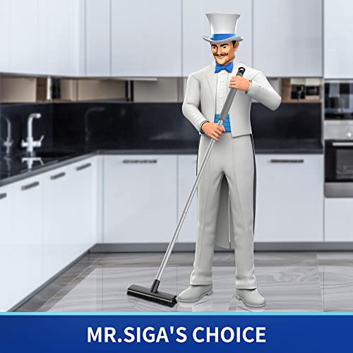 MR.SIGA Floor Scrub Brush with Long Handle for Cleaning Cleaning Bathroom | Shower floor scrubber, 2 in 1 scrubber and squeegee for cleaning patio, garage, wall, tile with stiff Bristles