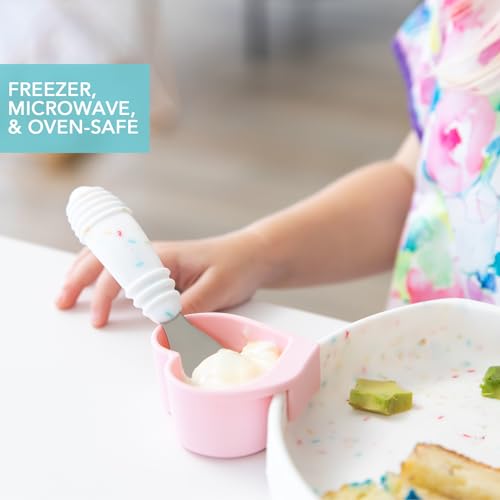 Bumkins Baby Silicone Little Dippers, Attaches to Bowls, Dishes and Plates, Sauce Cup, Holds Condiments, Dip, Puree, Toppings, Baby Led Weaning, Essential Feeding Supplies, for Babies 6 Months Up - color: Pnk-Lav 3pk, size: 3-Pack