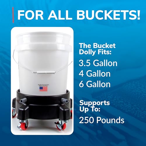 Grit Guard Bucket Dolly with Wheels - Rolling Detailing Wash Bucket with 5 Wheels and 2 Locking Casters Compatible with 2.5, 4, 5 and 6 Gallon Buckets (Silver, 3" Grey Casters) - Made in the USA - color: Silver, size: 3" Grey Casters