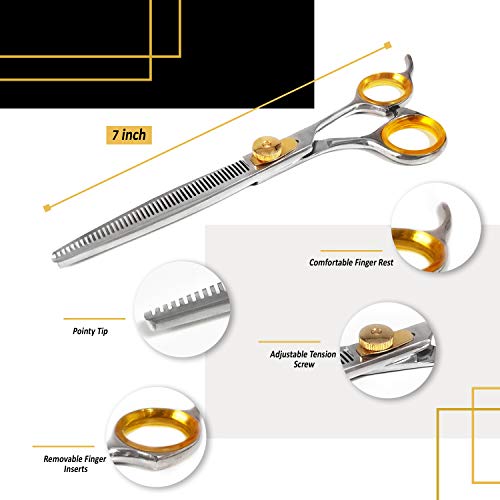 Professional Cat and Dog Grooming Scissors heavy-duty Pet Thinning Scissors for Dogs and Cats, 440c Japanese Steel Comfortable Long-Lasting Sharpness for Years (Contemporary) - color: Thinning Scissors