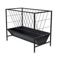 Yahpetes Pasture Hay Feeder 2 in 1 Goat Feeder 69 Gallon Capacity Livestock Rack 42.9''L X 20.5''W Hay Grain Livestock Feeder with V-Shaped Top Rack & Feed Pan for Sheep Farms Sheds