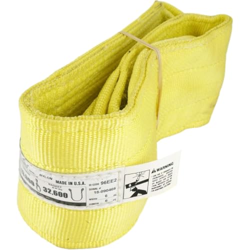 DD Sling 6 Inch x 6 Foot Nylon Lifting Sling – USA Made, 16,300 lb Vertical, 13,000 lb Choker, 32,600 lb Basket – 2-Ply Heavy Duty 900 Webbing, Type 3 Flat Eye & Eye Rigging Sling - size: 6" x 6'