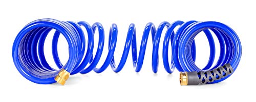 Camco 40’ Coiled Water Nozzle with Adjustable Spray Pattern Kit – Hose Design Prevents Kinking and Tangling, for Car Washing and Gardening (41982) - style: 40' Coiled Water Hose Kit