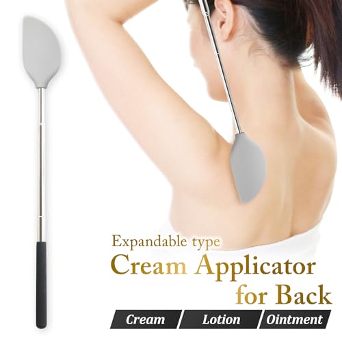 Telescopic Cream Applicator for Back (Accurate) | Extends from 23cm to 69cm to reach your whole back. Soft silicone head applies lotions, sunscreens and ointments. Washable. - color: Accurate Application