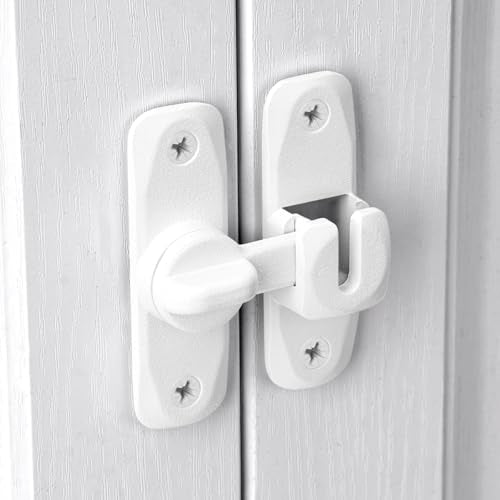 2 Packs Matte White Barn Door Latches,90/180 Degree Gate Lock_B | Zinc Alloy Right Angle Door Lock Latch,Flip Gate Latches,Sliding Door Latch Lock,for Cabinets,Fence Gates,Pet Cage - color: Matte White