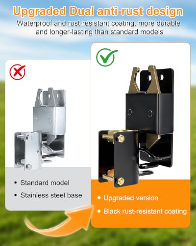 Valchoose Heavy Duty 2 Way Gate Latch, 8 Screws and Instructions, 1 Set | One Hand Pull Pin Opener, Padlock Hole, No Welding Round Tube Mount, Fits Livestock Fence Horse Corral Pasture Stable Ranch