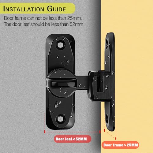 Sliding Barn Door Lock, 90/180 Degree Heavy Duty Flip Gate Latches,Thickened Anti-Rust Hasp Latch for Barn Doors,Garden, Bathroom, Outdoor, Garage, Window (Black,2 Pack) - color: Black & Basic Version