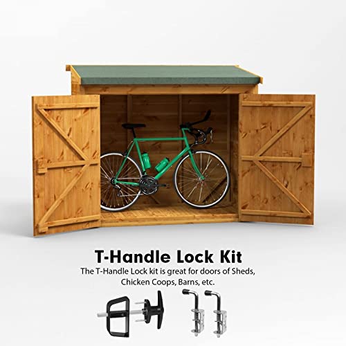 5 Keys Double Door Shed Hardware Kit - Includes Barrel Bolt, Latch, and Double Door Hardware for Easy Installation for Gates, playrooms，Added Protection and Versatility - size: 5.5-inch-T