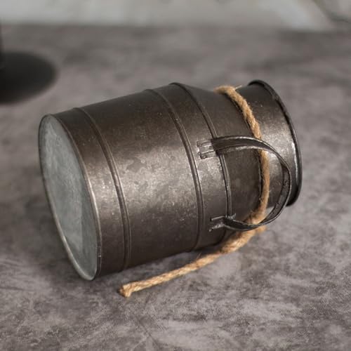 Rust Paint Flower Vase, Rustic Galvanized Metal Milk Can Bucket Primitives Jug for Home Garden Shop Decor