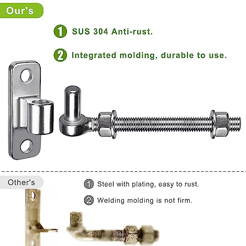 Insaga 6'' J Bolt Gate Hinge and Wall Mount Hinge 2Pack, Heavy Duty 304 Stainless Steel Gate Hinges, One Piece with No Welding for Farm, Fence, Garden, Metal Gates, Load Capacity up to 500LB - size: 6''-2Pack