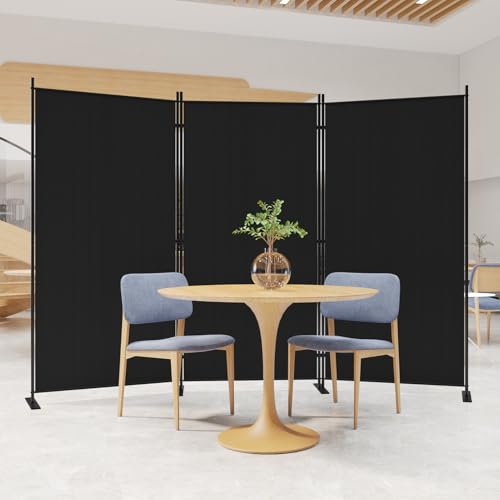 C-Hopetree 3 Panels Room Divider, 6 Ft Tall Indoor Folding Privacy Screen, Portable Partition Separator, Freestanding Separation Temporary Wall for Office, Bedroom, 102" W X 71" H, Black - size: 3-Panel