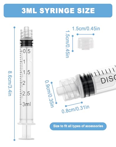 3mL Syringes without Needle, Sterile, Individually Wrapped | Luer Lock Syringe with Cap, Accurate Liquid Measurement for Lab Use and Home Care, 10 Pack - style: 3ML