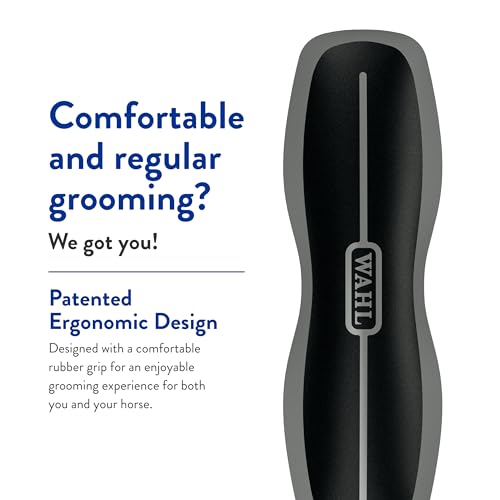 Wahl Professional Animal Equine Stiff Body Horse Brush, 858705, Black | Effortlessly Removes Mud, Sweat, and Dirt, Comfortable Rubber Grip, Easy to Use and Fits Comfortably Your Hand - color: Black