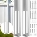 2 Sets 5" X 5" X 48" Vinyl Fence Concrete Post for Newel Posts Mount Tower | Heavy Duty Fence Post, with Mounting Kit, Galvanized Steel, 300 lbs Load Capacity - size: 5" X 5" X 48"