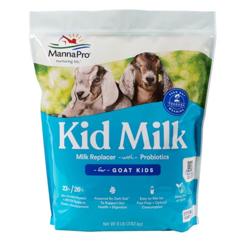 Manna Pro Goat Kid Milk Replacer with Opti-Gut, 8 lb Bag | High-Protein Milk Replacer, Opti-Gut Digestive Support, Easy-to-Mix Formula, Supports Healthy Kid Goat Growth - size: 8 Count (Pack of 1)
